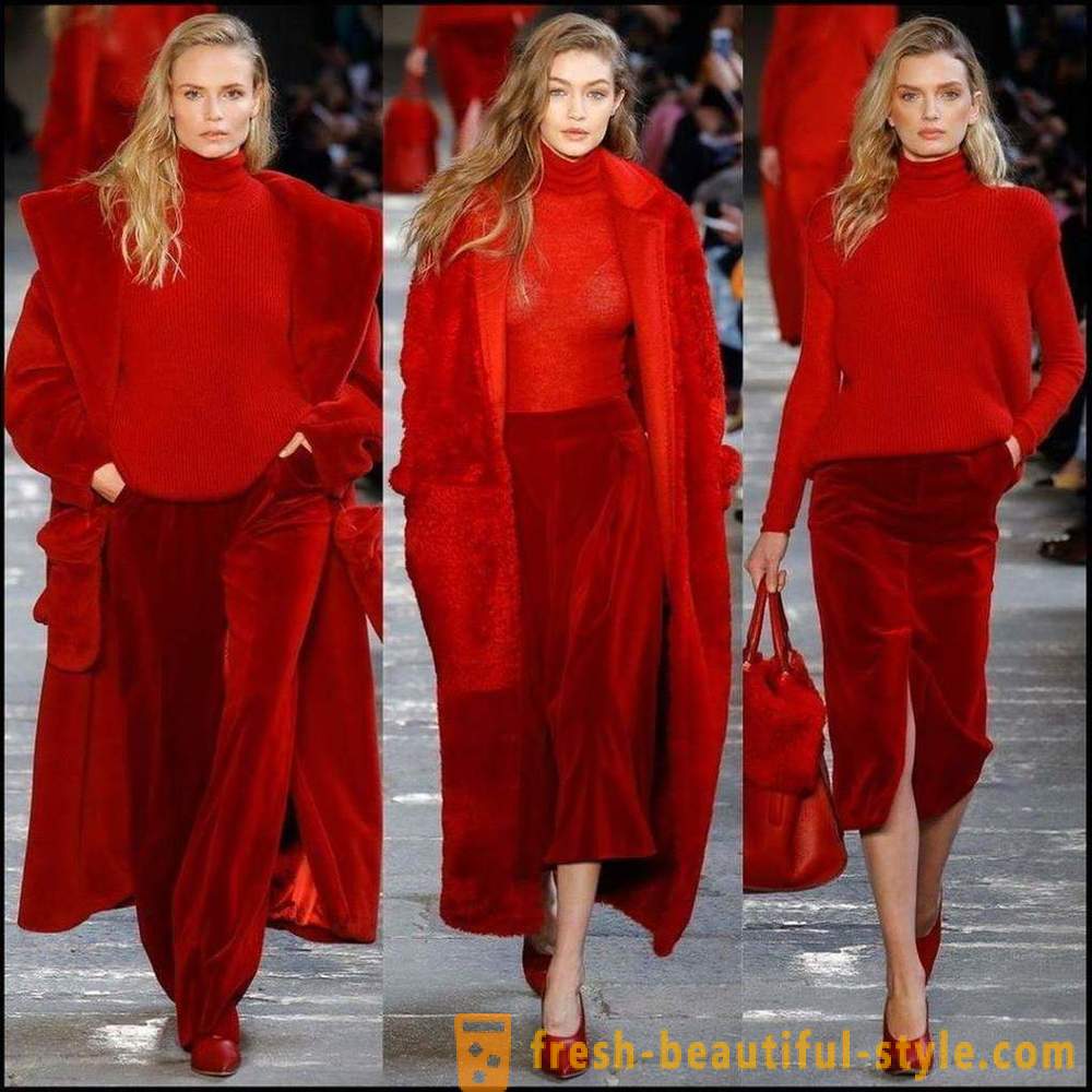 Colore rosso in abiti: ciò che accade, l'idea di elaborare insiemi